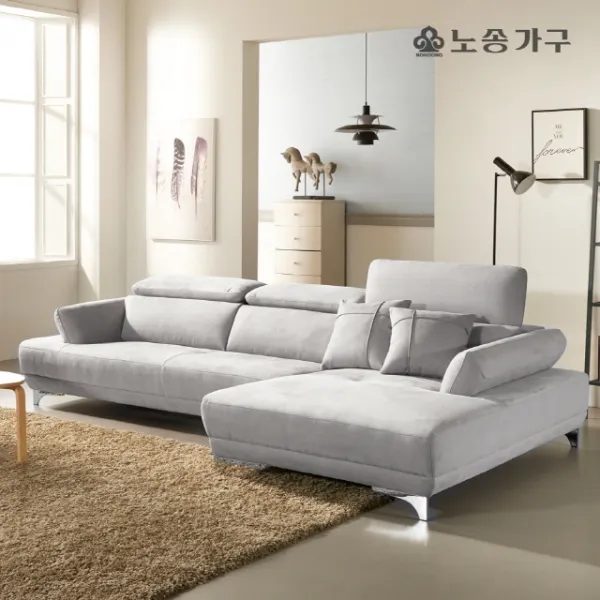 노송가구 카니엘 4인 카우치형 아쿠아까사 스웨이드 소파, S12(라이트그레이):착석시 우측