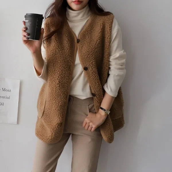 chicme 시크미 여성 양털포켓 덤블조끼