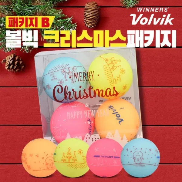 2018 볼빅 비비드 라이트 골프공 크리스마스 패키지b 4알 골프볼 칼라볼 Volvik Christmas 4색 Bory