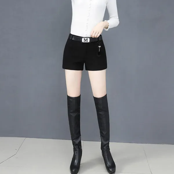GS 가을 겨울 여성 기모 부츠컷 블랙 반바지 AAwyuem