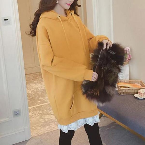 핸더 당일무료배송 여성 레이스기모후드티 루즈핏후드티 기모후드 박스핏후드 30대여성 미시룩 후드티