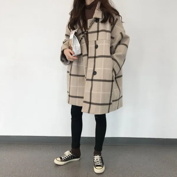 여성 코트 심플 클래식 아우터 데일리 캐주얼 빈티지 페미닌룩 체크