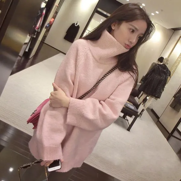 Qterra 특허브랜드 하이넥 스웨터 여성 가을겨울 패션 루즈핏 하프