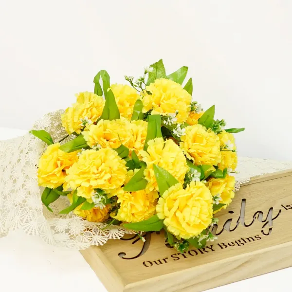 21세기트랜드 성묘용 조화 모음 풍성한 카네이션 24송이 노란색