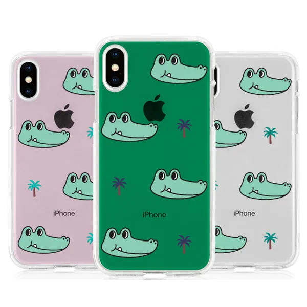 Nsbb 트라이코지 악어패턴 투명 젤리케이스 휴대폰 케이스