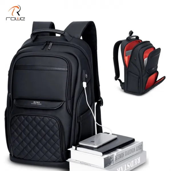 Rowe 스몰퀼팅 멀티포켓 17인치노트북수납 Usb백팩