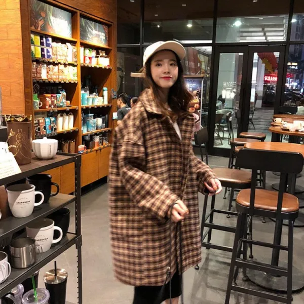 여성 코트 심플 클래식 아우터 데일리 캐주얼 빈티지 페미닌룩 체크