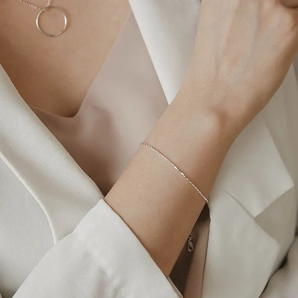 도트 라인 팔찌 발찌 목걸이 실버 세트 Sb166 