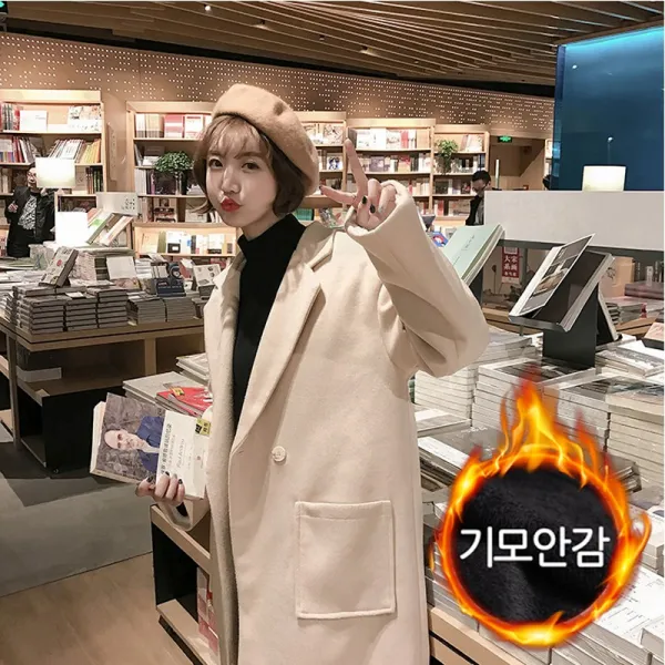 ZoneSHOP 남녀공용 커플 모직 코트 롱 트렌치 루즈핏 캐주얼X6 578224311181_eXF7