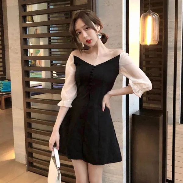 [라라젤로] 여성 미니 원피스 홀복 클럽의상 오픈숄더 치마aa40