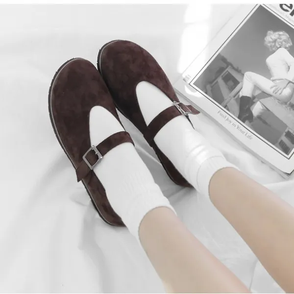 딸기언니 스웨이드 클래식 플랫 스트랩슈즈 1.5cm 단화
