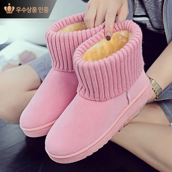 유블리 여성겨울부츠 어그 스판 니트골지 숏부츠 방한부츠 겨울신발 쭈링 여성부츠