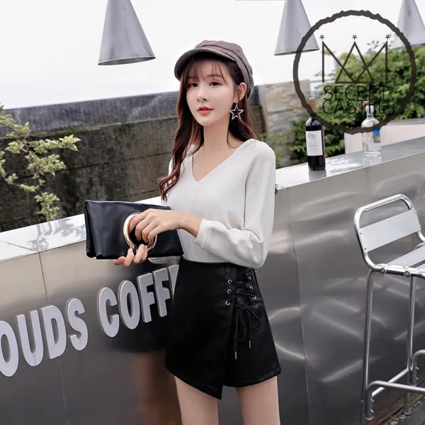비밀의성 여자 펀칭 끈 장식 랩 스타일 치마 바지