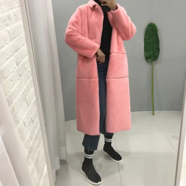 디어다린 비비드 페이크퍼 롱 무스탕 코트(1color)핑크