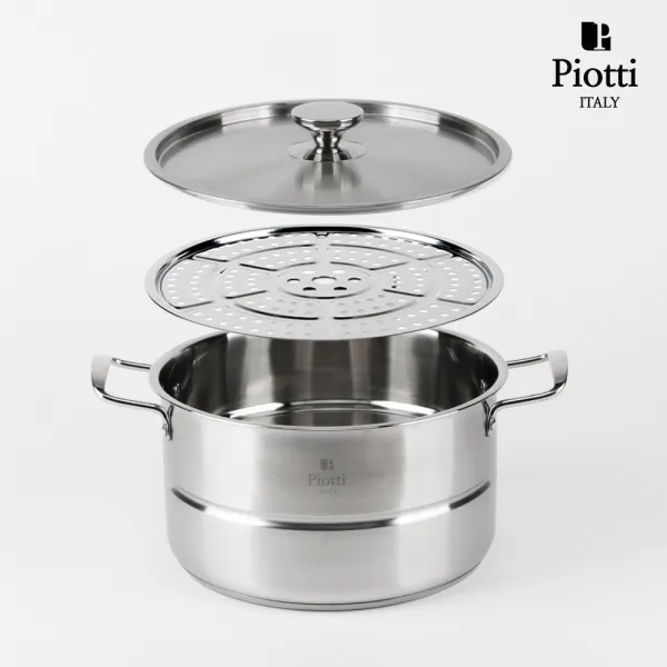 삐오띠 스텐 찜솥 인덕션겸용 삼중바닥, 1개, 2단찜솥_26cm