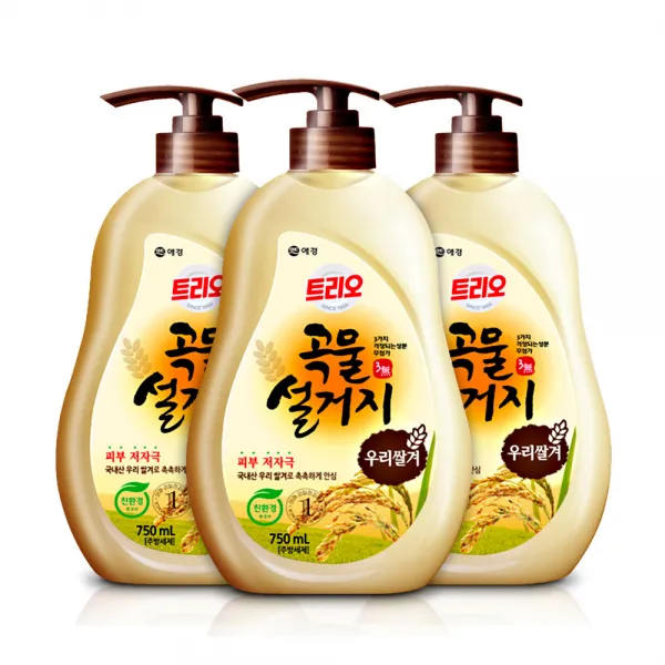트리오 곡물설거지 우리쌀겨 주방세제 750ml 3개