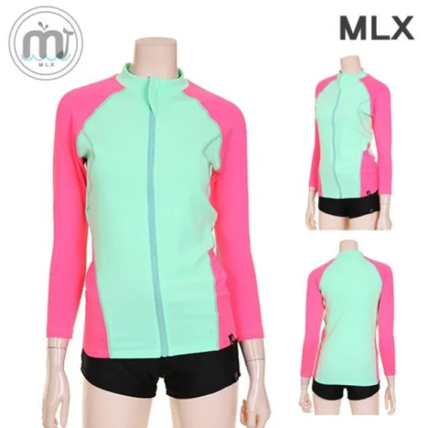  Mlx 여자 비치웨어 민트 슬림핏 집업 래쉬가드 수영복 Dm_292