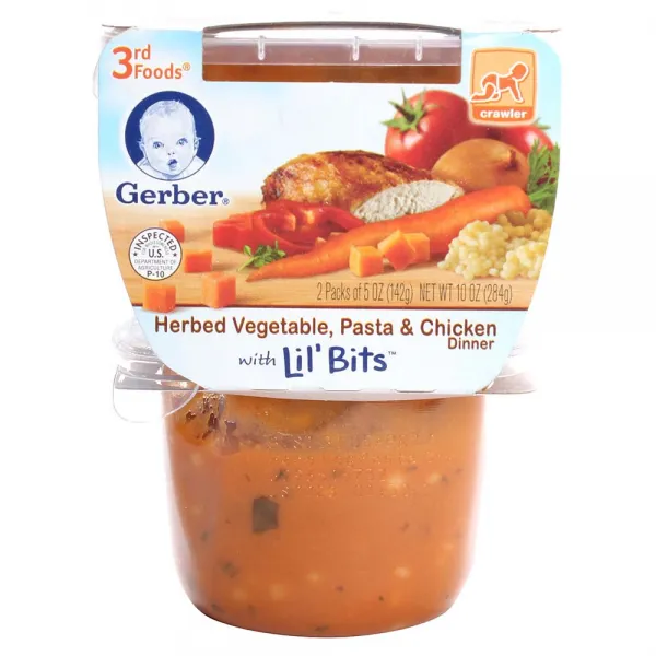 Gerber 3단계 142g 2개입, 허브드 베지터블, 파스타 & 치킨(Herbed Vegetable, Pasta & Chicken), 1개