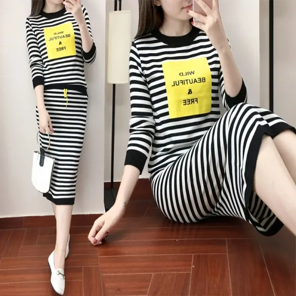  스텔라 여성겨울니트세트 니트티셔츠스커트 허리밴딩치마 캐주얼투피스 빅사이즈y11