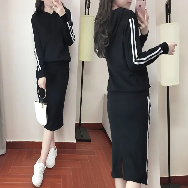  스텔라 여성겨울니트세트 니트티셔츠스커트 허리밴딩치마 캐주얼투피스 빅사이즈y08