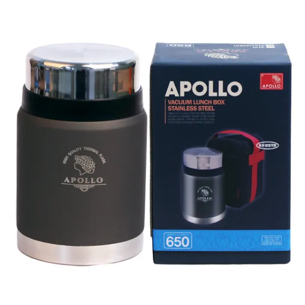 아폴로 보온죽통 APL-650 650ml 스텐 보온도시락, 카키그레이, 1개