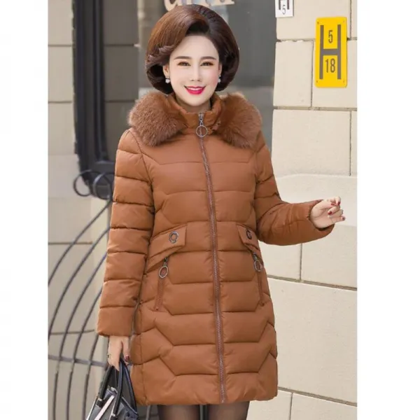 Qterra 특허브랜드 여성 패딩 빅사이즈 겨울 후드 루즈핏 미디 심플