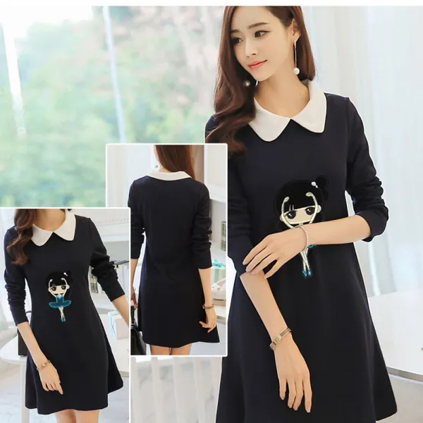  쟈스민 여성 겨울 기모 원피스 롱원피스 기본 캐쥬얼