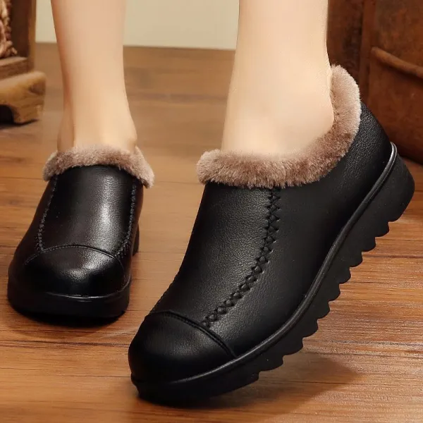 Qterra 특허브랜드 여자 겨울 빅사이즈 미끄럼방지 엄마 면 신발