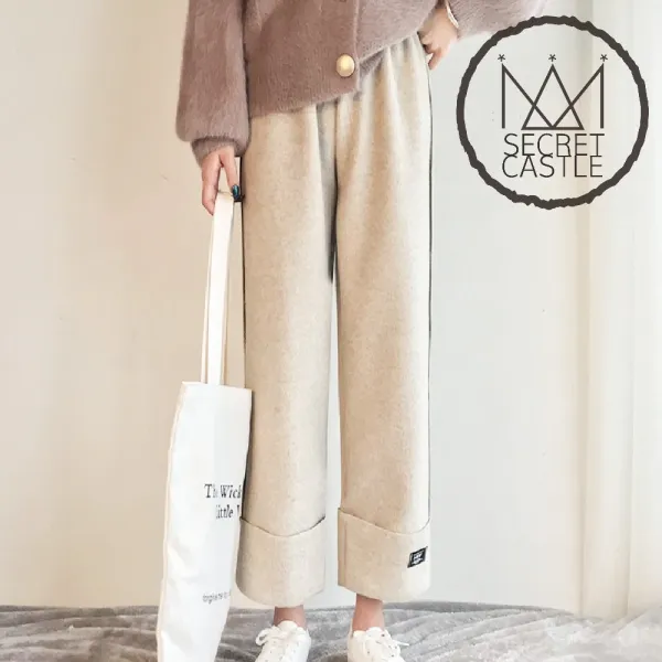 비밀의성 여자 밴딩 롤업 밑단 와이드 팬츠