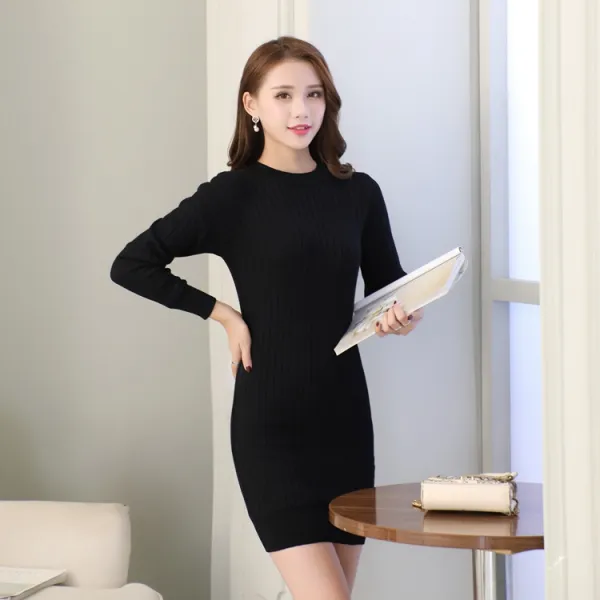  쟈스민 여성 겨울 기모 원피스 롱원피스 기본 캐쥬얼 00317