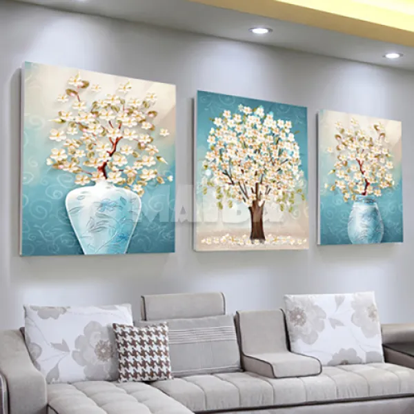 해외직구 구매대행 마이바 북유럽풍 꽃 인테리어 액자 세트 3개 1세트 40*40 9mm 누브지 