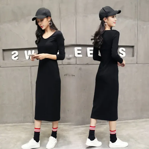  쟈스민 여성 겨울 기모 원피스 롱원피스 기본 캐쥬얼