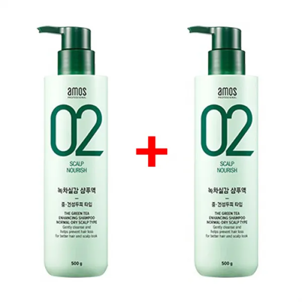아모스 녹차실감 샴푸액 중건성용 1+1, 1개, 500ml