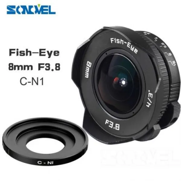 [해외] M32830535136U72 ZOOM LENS MODEL NO 8MM F3.8 FISHEYE 구경 최 배율 0.160 초점 거리 8MM, 니콘 1