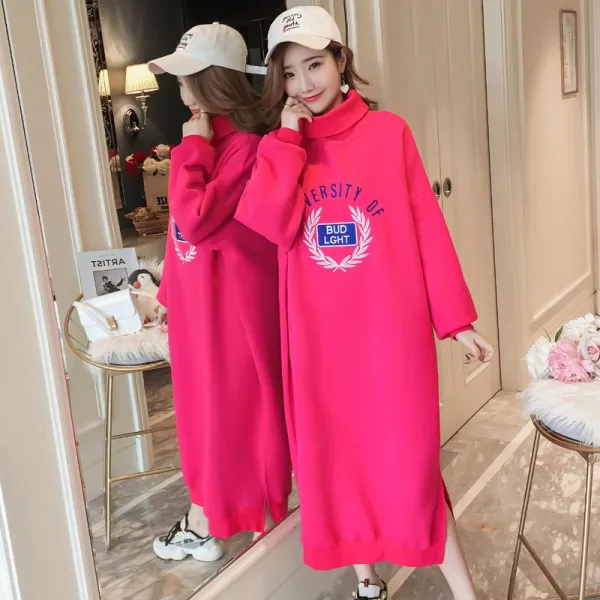  스텔라 여성롱후드티 기모후드티 오버핏맨투맨 겨울원피스 캐주얼긴팔 빅사이즈09