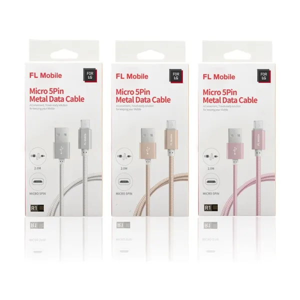 [FOR LG] USB TO 마이크로5핀 메탈 고속케이블 2M/데이터-충전용/501628, 골드, 1개