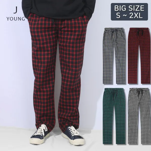 제이영 잔체크 밴딩팬츠 고무줄바지