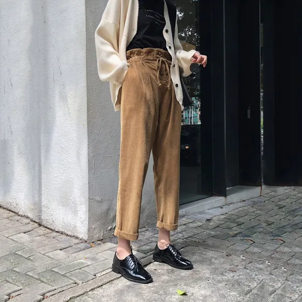 여성 벨벳 밴딩 일자바지 캐주얼 정장 기모 Acnhtoc