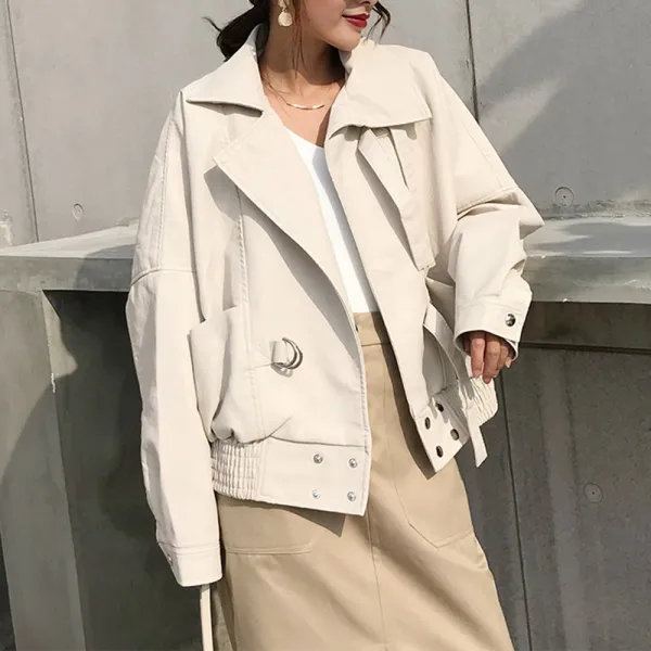 여성 빅카라 자켓 간절기용 쭈리 오버핏 Kja1cq