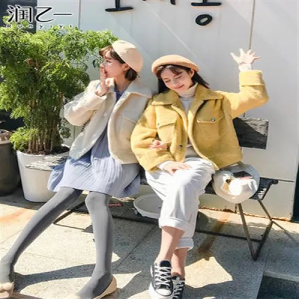 여성숏코트 여성코트 윤을1 모직코트 하프코트2018 모직코트 골드 밍크코트 - 000023402