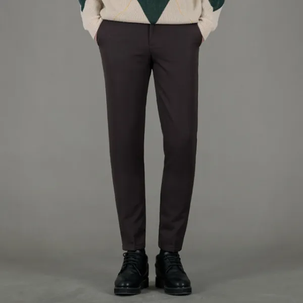 디와이진 안감 기모 브라운 10부 반밴딩 슬랙스 Jna614