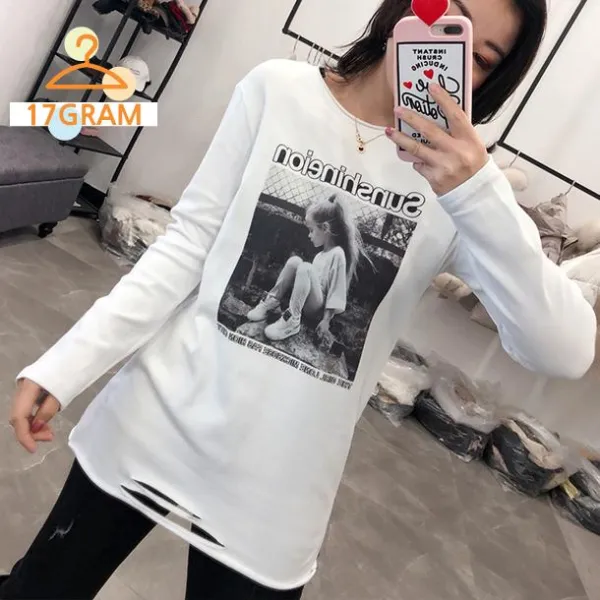 티셔츠 겨울 옷 유럽 다리 유럽 제품 구멍 캐시미어 T 셔츠