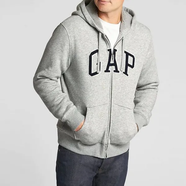 Gap 갭 털 후드집업 3562770 01 그레이 블랙로고 남녀공용