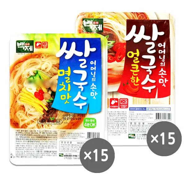 백제푸드 백제 쌀국수 멸치15개+얼큰15개 92g 30개