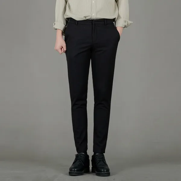 디와이진 기모 블랙 10부 허리 반밴딩 슬랙스 Jna611