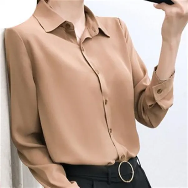 여자 쉬폰 시스루 블라우스 쉬폰 기모 셔츠 여동동여 직업 기모 셔츠 000025688