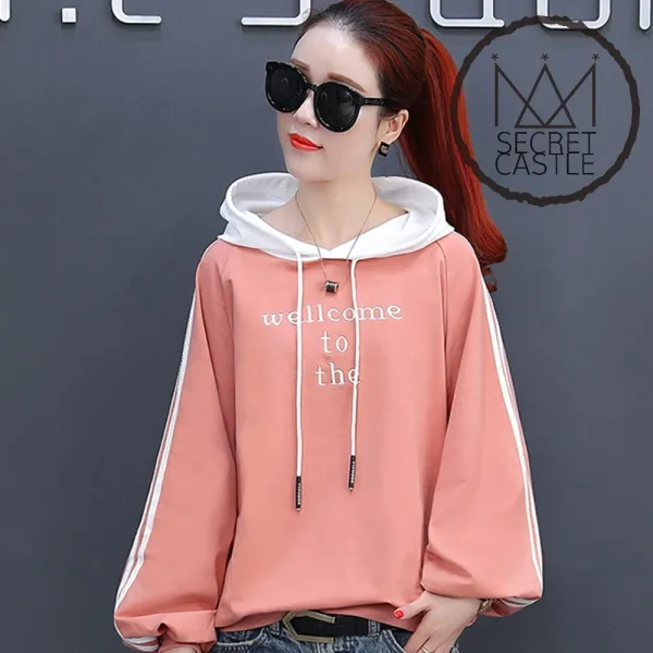 비밀의성 여자 소매 퍼프 두줄 기본 긴팔 티 티셔츠