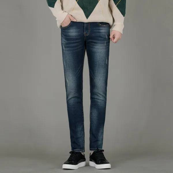 디와이진 안감 기모 진청 허리밴딩 데님 청바지 Jn9986