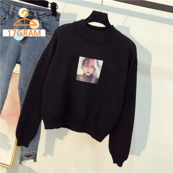 일상코디티셔츠 겨울 New 오버핏 풀오버 짧은 스웨터 순 적색