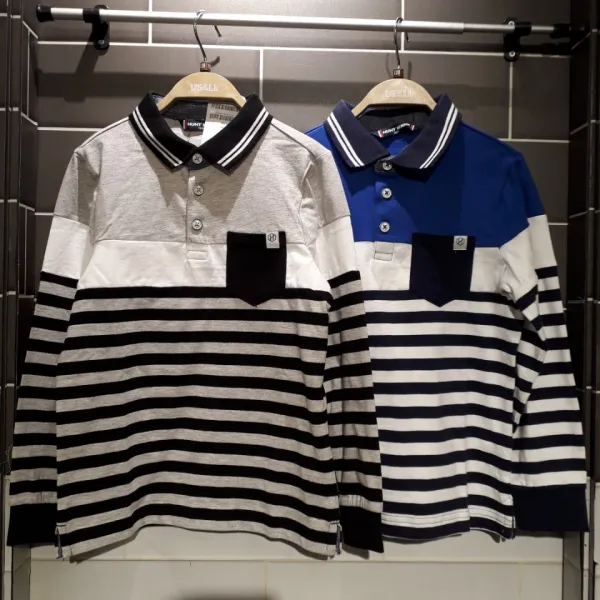 헌트키즈 새학기에 어울리는단정한 스트라이프 카라티셔츠hklw191b1